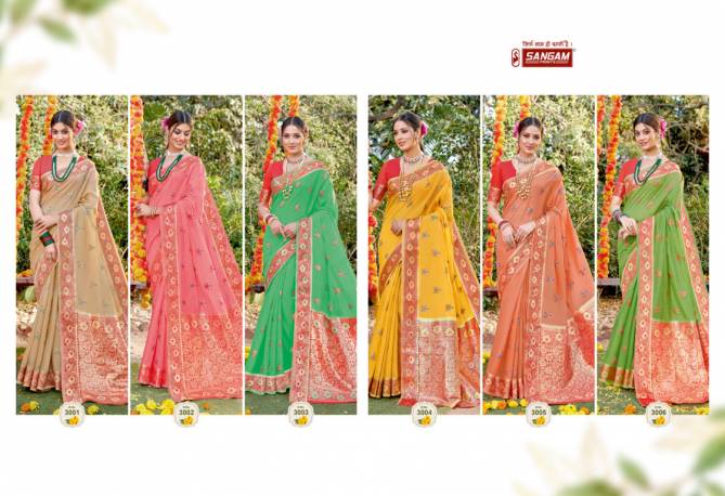 Sangam Subh Milan Heavy Wedding Wear Cotton Zari Weaving New Designer Sarees Collection